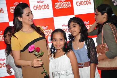 Brand ambassador of Kellogg's Chocos, Karisma Kapoor at the launch of 'Augmented Reality Game' in Oberoi Mall, Mumbai
