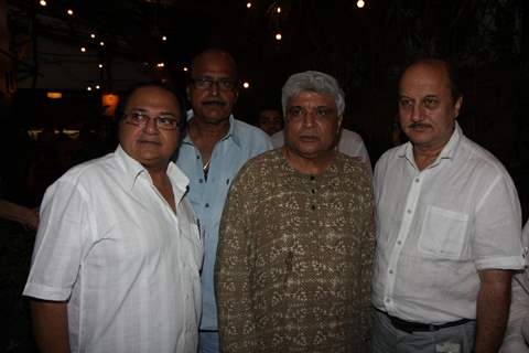 Rakesh Bedi, Javed Akhtar and Anupam Kher at Prayer Meet of AK Hangal