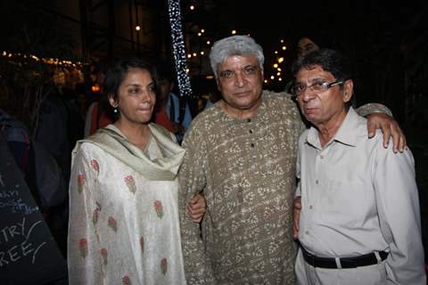 Shabana Azmi, Javed Akhtar and Javed Khan at Prayer Meet of AK Hangal