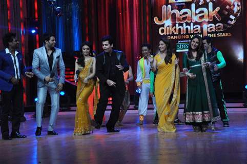 Remo, Manish, Ragini, Karan Johar, Madhuri, Kareena at Film Promotion Heroine on Jhalak Dikhhala Jaa