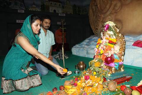 Bhumika Chawla with husband Bharat Thakur at Ganesh Chaturthi Festival