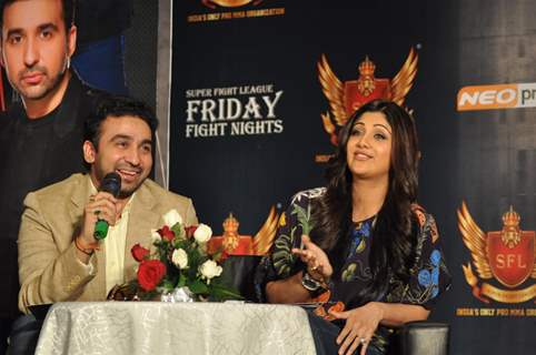 Raj Kundra and Shilpa Shetty At Sfl Press Meet