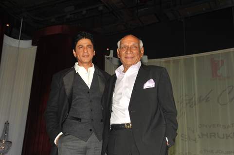 Yash Raj Chopra celebrating  his 81st birthday with Shah Rukh Khana