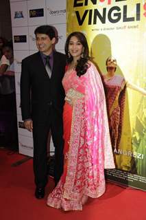 ollywood actress Madhuri Dixit came with her husband Sriram Nene at Red carpet of English Vinglish in Mumbai (Photo: IANS/Sanjay)