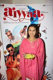 Bollywood actress Rani Mukherji promoting Aiyyaa with Chaha Poha (Tea and Maharashtrian Snack Poha) at Wagh Bakri Tea Lounge in Mumbai.