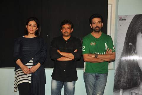 Bollywood celebrities Manisha Koirala, Ram Gopal Varma and J D Chakravarthy at film BHOOT Returns press conference at Mehboob Studios in Bandra, Mumbai.