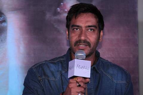 Bollywood actor Ajay Devgan at film Makkhi press conference at PVR Cinemas in Juhu, Mumbai.