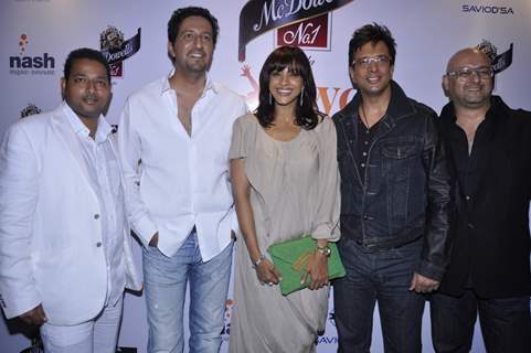 Music composer Sulaiman Merchant with actor Jaaved Jaaferi at the Grande Finale at Karoke World Championship in Mumbai.