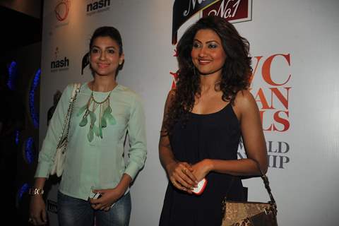 Bollywood actress Nigaar Z. Khan with sister Gauhar Khan at The Indian Grand Finale Of The McDowell's No.1 Karaoke World Championship at Phoenix Mills in Mumbai.