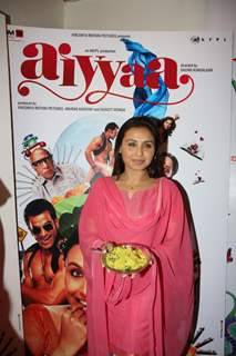 Bollywood actress Rani Mukherji with Director Anurag Kashyap promoting Aiyyaa with Chaha Poha (Tea and Maharashtrian Snack Poha) at Wagh Bakri Tea Lounge in Mumbai