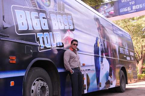 Bollywood actor Salman Khan at the launch of India's first ever reality TV tour in Mumbai.