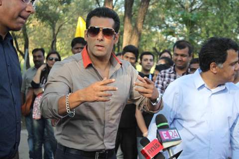 Bollywood actor Salman Khan at the launch of India's first ever reality TV tour in Mumbai.