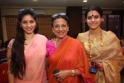 Tanisha, Tanuja and Kajol at the North Bombay Sarbojanin Durga Puja 2012 in Juhu, Mumbai.