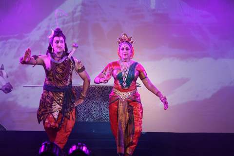 Hema Malini performs dance at North Bombay Sarbojanin Durga Puja Pandal at Hotel Tulip Star in Mumbai