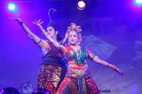 Hema Malini performs dance at North Bombay Sarbojanin Durga Puja Pandal at Hotel Tulip Star in Mumbai