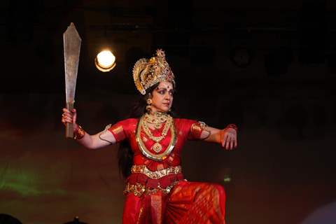 Hema Malini performs dance at North Bombay Sarbojanin Durga Puja Pandal at Hotel Tulip Star in Mumbai