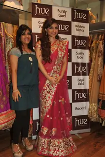Soha Ali Khan with Mahima Bansal (proprietor of HUE) at the launch of HUE fashion’s new collection at Inox in Nariman Point, Mumbai