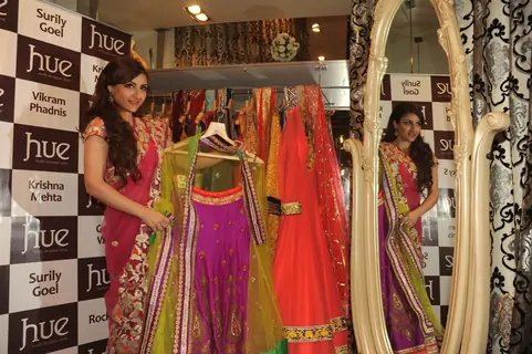 Soha Ali Khan with Mahima Bansal (proprietor of HUE) at the launch of HUE fashion’s new collection at Inox in Nariman Point, Mumbai