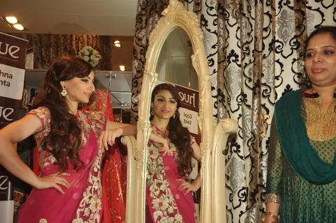 Soha Ali Khan with Mahima Bansal (proprietor of HUE) at the launch of HUE fashion’s new collection at Inox in Nariman Point, Mumbai
