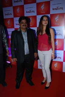 Producer Shankar Nangre  with Pooja Gunjikar of Sai Raj film &quot;Strugglers&quot; a grand premiere launch in Mumbai.