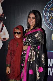Bollywood actress Lara Dutta on the sets of KBC at Filmcity in Mumbai.
