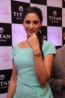 Bollywood actress Nargis Fakhri unveiling of the exquisite Raga Cities Collection of watches by Titan at World of Titan store in Bandra, Mumbai.