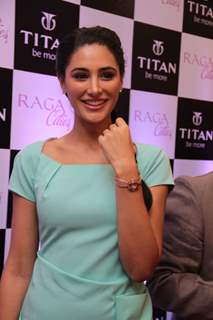 Bollywood actress Nargis Fakhri unveiling of the exquisite Raga Cities Collection of watches by Titan at World of Titan store in Bandra, Mumbai.