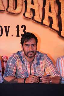 Bollywood actor Ajay Devgan at Son Of Sardaar press meet to resolve issues with Sikh Community leaders at Hotel Novotel in Juhu, Mumbai.