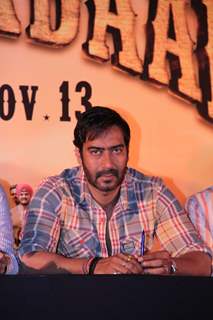 Bollywood actor Ajay Devgan at Son Of Sardaar press meet to resolve issues with Sikh Community leaders at Hotel Novotel in Juhu, Mumbai.