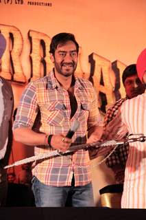 Bollywood actor Ajay Devgan at Son Of Sardaar press meet to resolve issues with Sikh Community leaders at Hotel Novotel in Juhu, Mumbai.