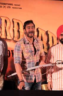 Bollywood actor Ajay Devgan at Son Of Sardaar press meet to resolve issues with Sikh Community leaders at Hotel Novotel in Juhu, Mumbai.