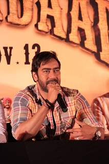 Bollywood actor Ajay Devgan at Son Of Sardaar press meet to resolve issues with Sikh Community leaders at Hotel Novotel in Juhu, Mumbai.