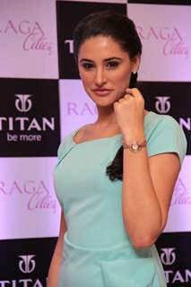 Bollywood actress Nargis Fakhri unveiling of the exquisite Raga Cities Collection of watches by Titan at World of Titan store in Bandra, Mumbai.