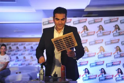 Malaika Arora with husband Arbaaz Khan during an promotional event of Gillette