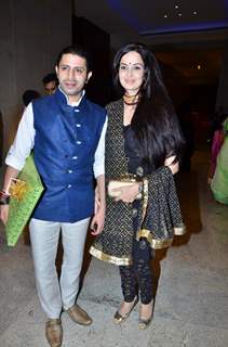 Television actress Rukhsar Rehman at Durga Jasraj's daughter Avani's wedding reception with Puneet in Mumbai.