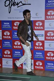 Bollywood actor Ranbir Kapoor at the finale of Tata Open India International Challenge 2012 organized by Badminton Association of India (BAI) in CCI, Mumbai.