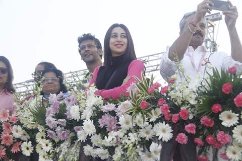 Bollywood actress Karisma Kapoor at the first edition of Pinkathon International 10k women's run for breast cancer awareness at Bandra Kurla Complex in Mumbai.