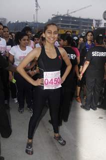 VJ Anusha Dandekar at the first edition of Pinkathon International 10k women's run for breast cancer awareness at Bandra Kurla Complex in Mumbai.