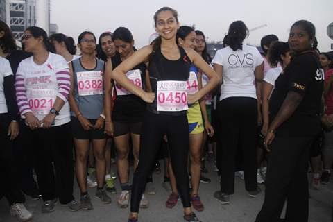 VJ Anusha Dandekar at the first edition of Pinkathon International 10k women's run for breast cancer awareness at Bandra Kurla Complex in Mumbai.