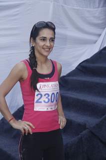 Bollywood actress Tara Sharma at the first edition of Pinkathon International 10k women's run for breast cancer awareness at Bandra Kurla Complex in Mumbai.