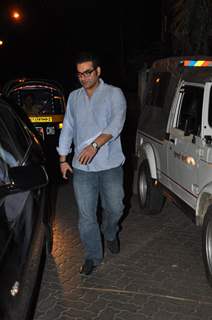 Bollywood actor Arbaaz Khan at film Dabangg 2 special screening at Ketnav Preview Theater in Mumbai on Monday.