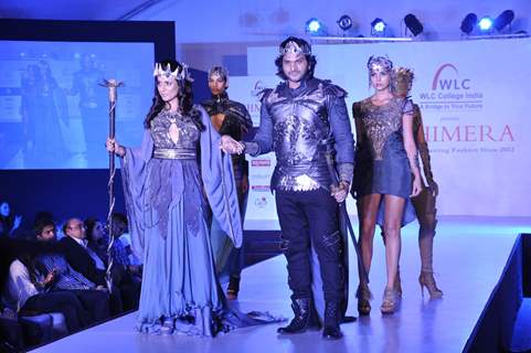 Television actors Ali Hasaina and Simple kaul at Chimera fashion show of WLC College in Mumbai.