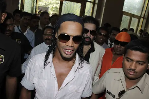 Ronaldinho unveiling of the banner of animation movie R-10