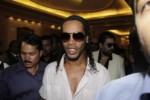Ronaldinho unveiling of the banner of animation movie R-10