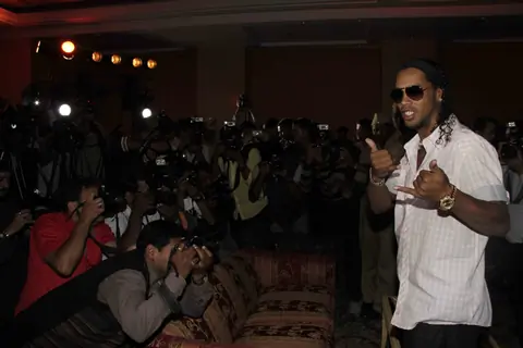 Ronaldinho unveiling of the banner of animation movie R-10