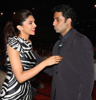 Deepika Padukone and Abhishek Bachchan at New Year Bash at Aamby Valley City, 'Glitterati 2013'