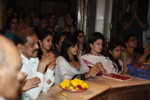 Ekta Kapoor and Sunny Leone at the Siddhivinayak temple