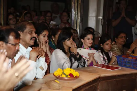 Ekta Kapoor and Sunny Leone at the Siddhivinayak temple