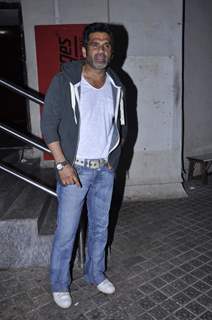 Bollywood actor Sunil Shetty at film Mumbai Mirror premiere in PVR Cinemas, Juhu, Mumbai.