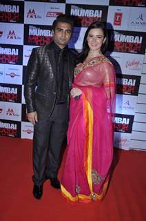 Bollywood actress Urvashi Sharma with husband Sachin Joshi at film Mumbai Mirror premiere in PVR Cinemas, Juhu, Mumbai.